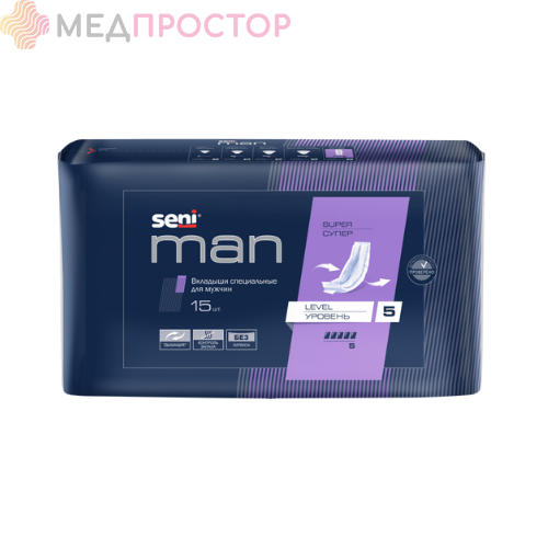 УРОЛОГИЧЕСКИЕ ВКЛАДЫШИ ДЛЯ МУЖЧИН Seni Man Super Level 5 , 15 шт